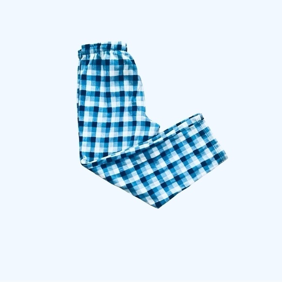 Club Room fleece pajama pants plaid elastic adjustable strap blue white Men L - Picture 2 of 11